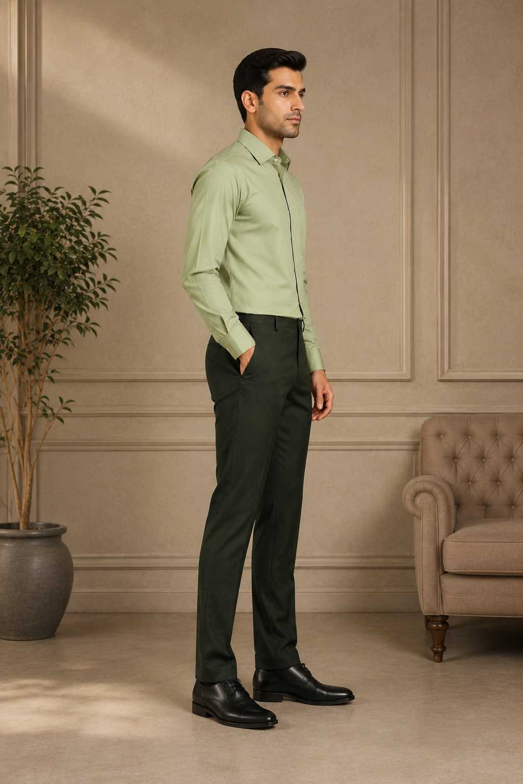 MONOFIT MEN'S FORMAL TROUSER DARK OLIVE