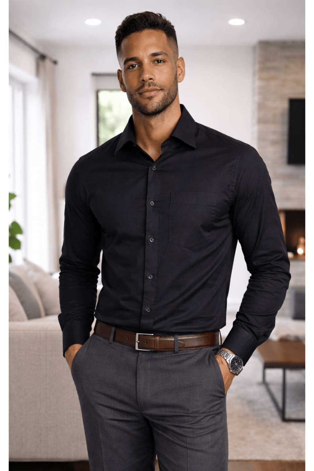 ONEFIT MENS FORMAL SHIRT BLACK