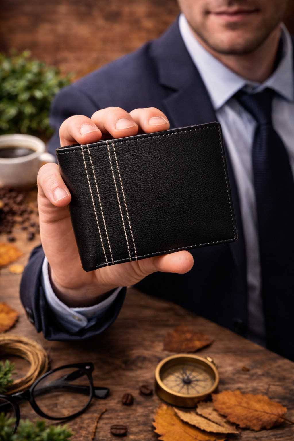 TRENDUP MEN'S LEATHER WALLET BLACK