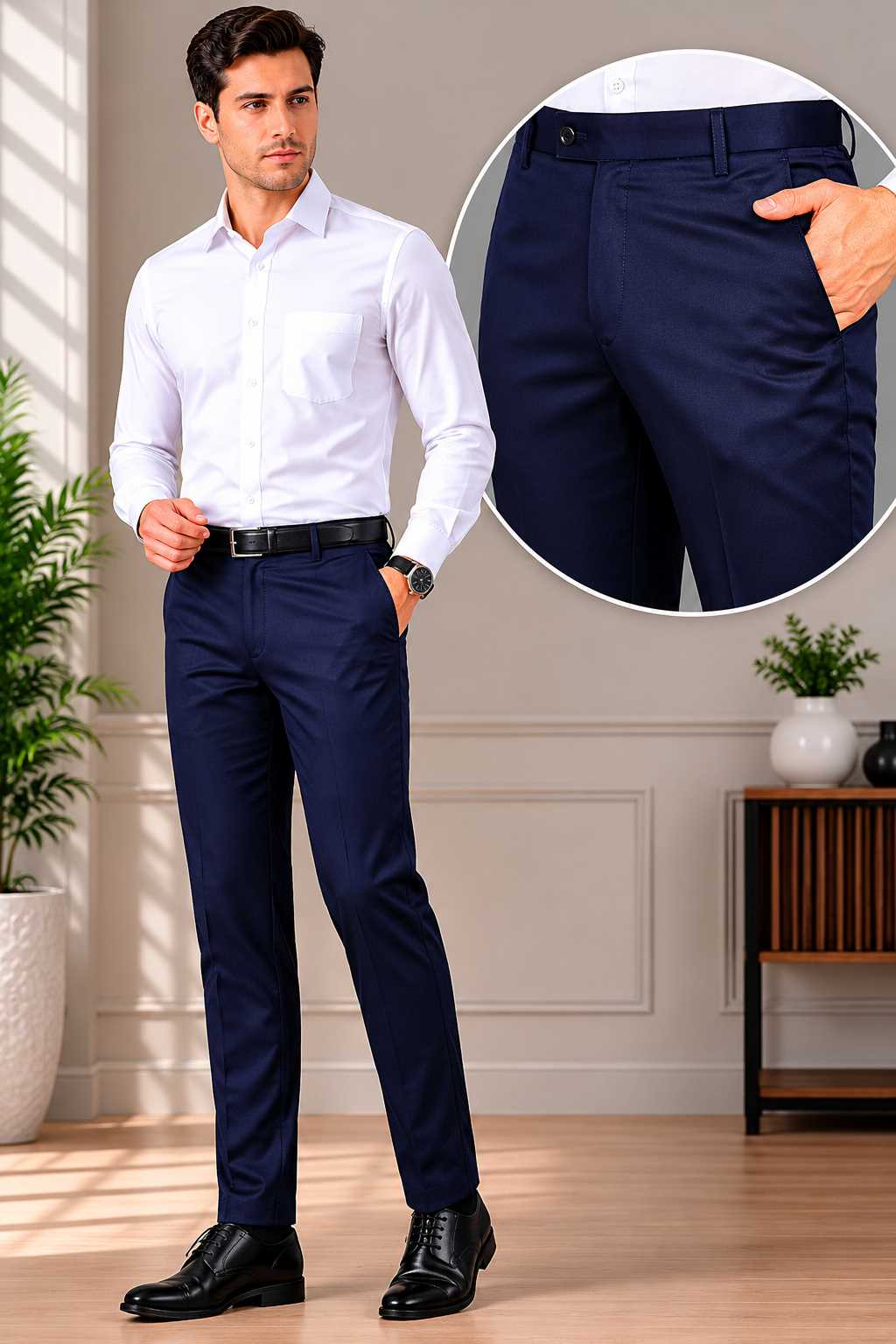 MONOFIT MEN'S FORMAL TROUSER NAVY BLUE