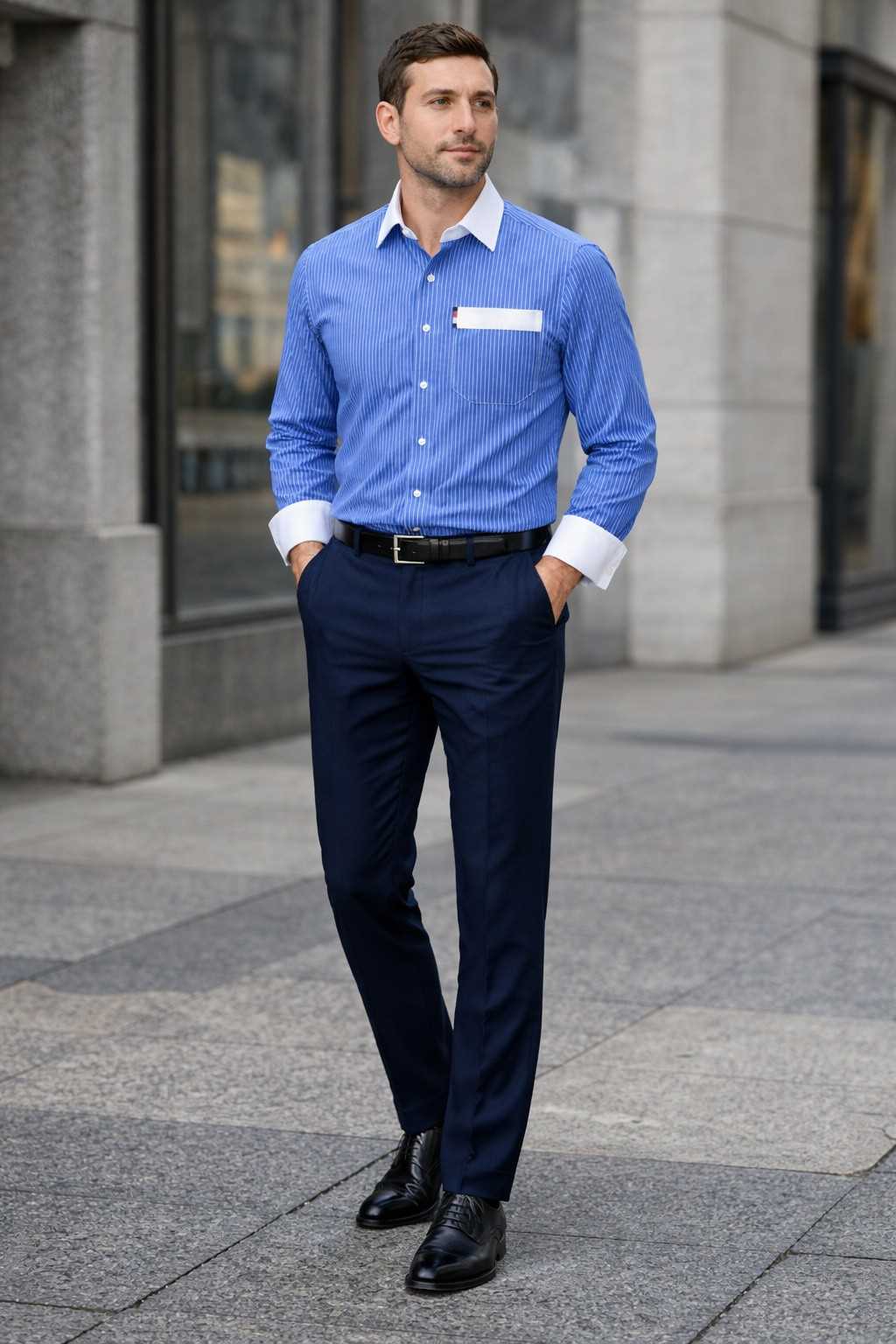 ONEFIT FORMAL SHIRT ROYAL BLUE STRIPE