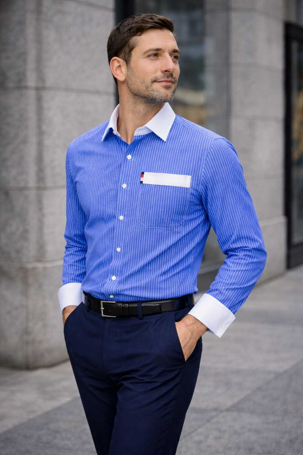 ONEFIT FORMAL SHIRT ROYAL BLUE STRIPE