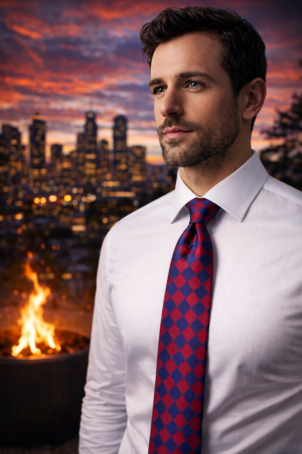 ONEFIT MENS TIE MAROON NAVY CHECK