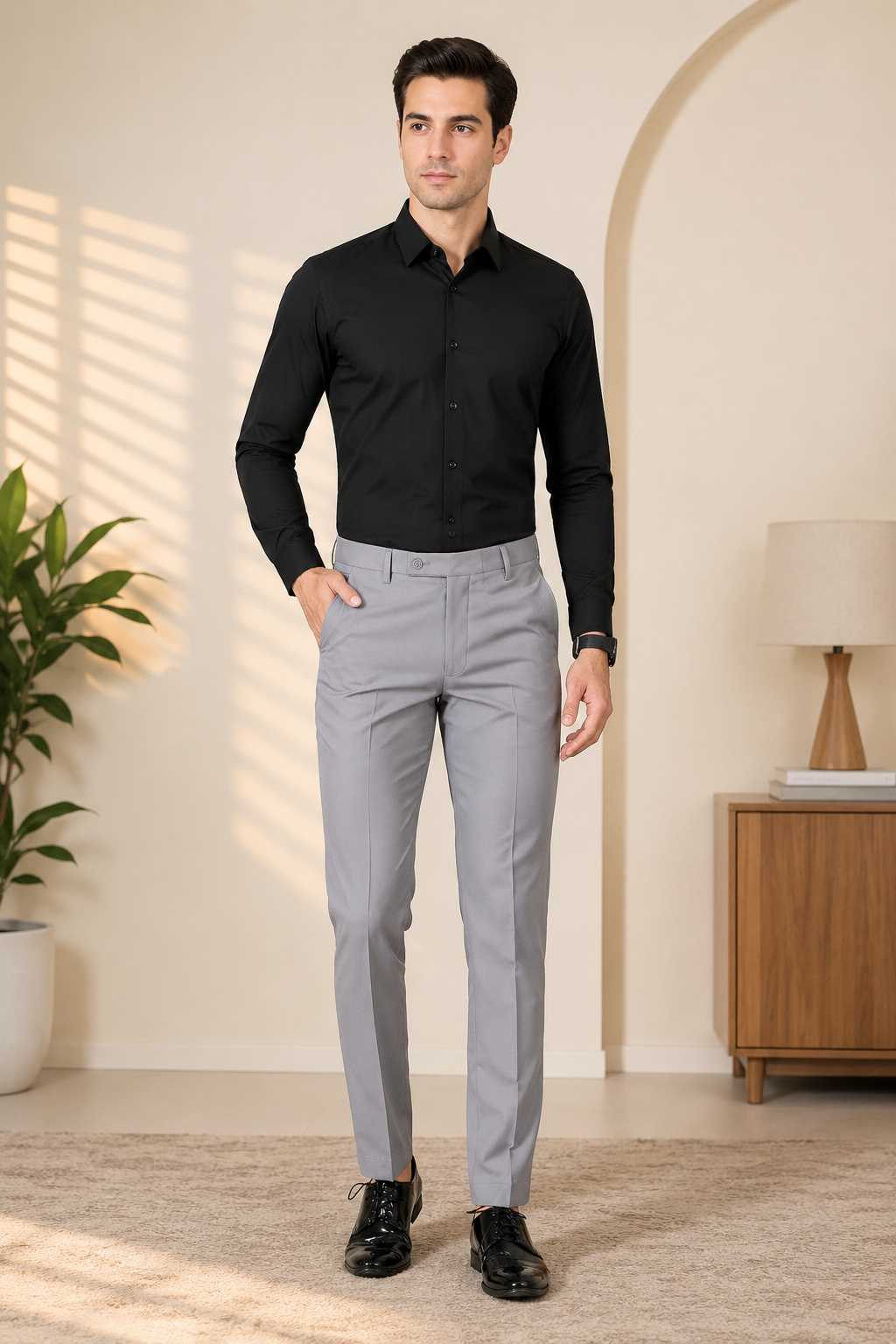 MONOFIT MEN'S FORMAL TROUSER STEEL GREY