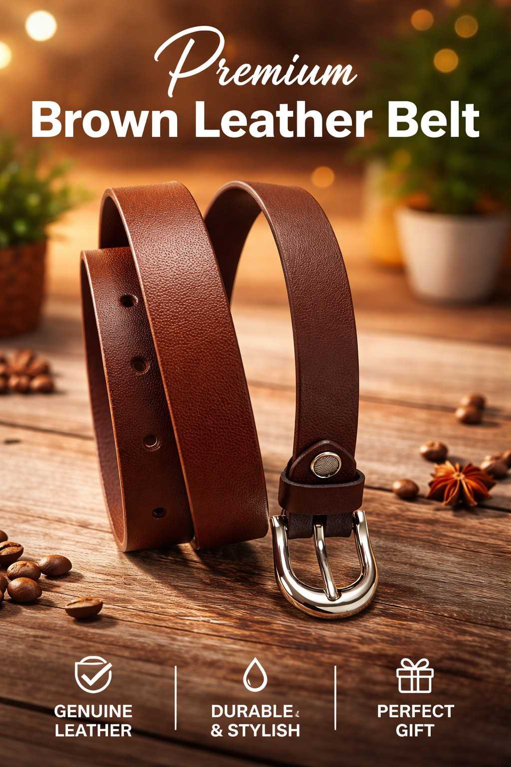 TRENDUP WOMEN'S BELT BROWN (LEATHER)