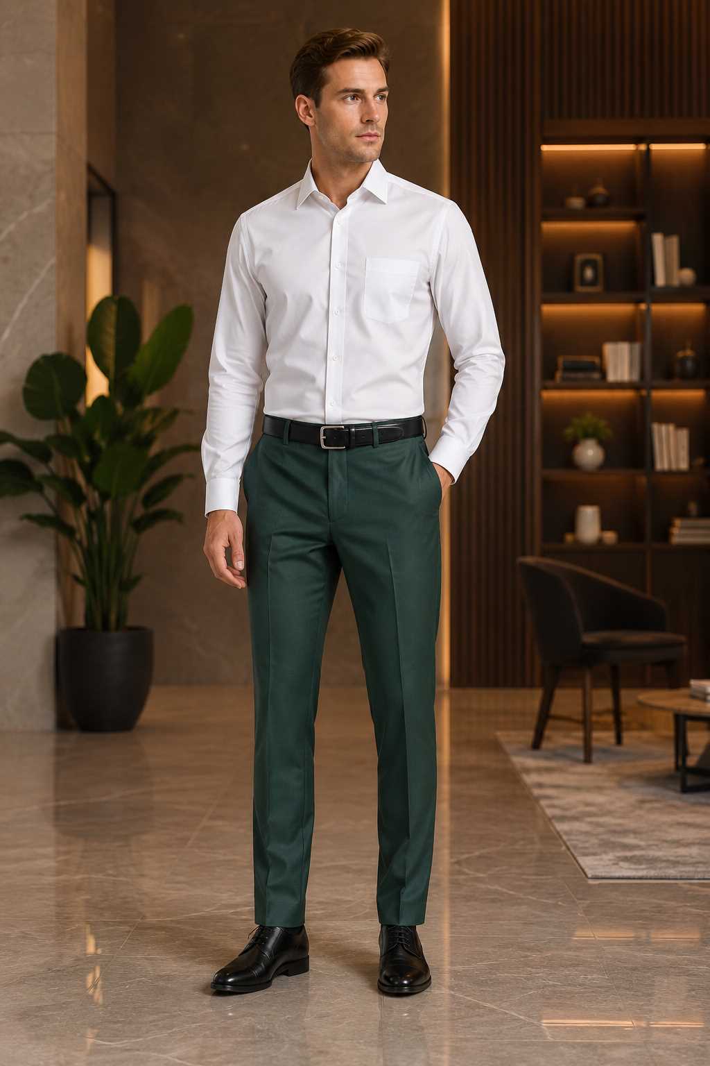 MONOFIT MEN'S FORMAL TROUSER FOREST GREEN