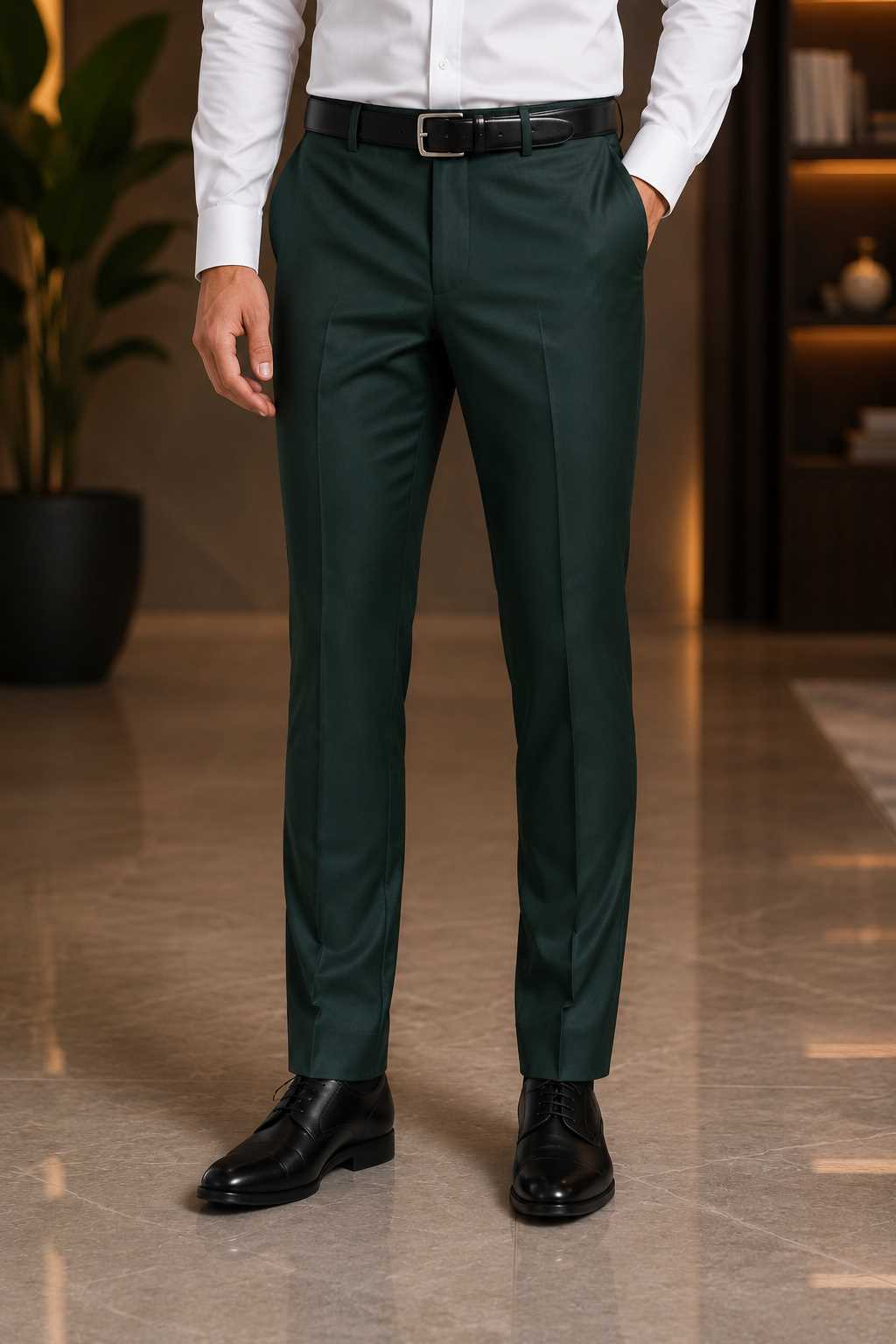 MONOFIT MEN'S FORMAL TROUSER FOREST GREEN