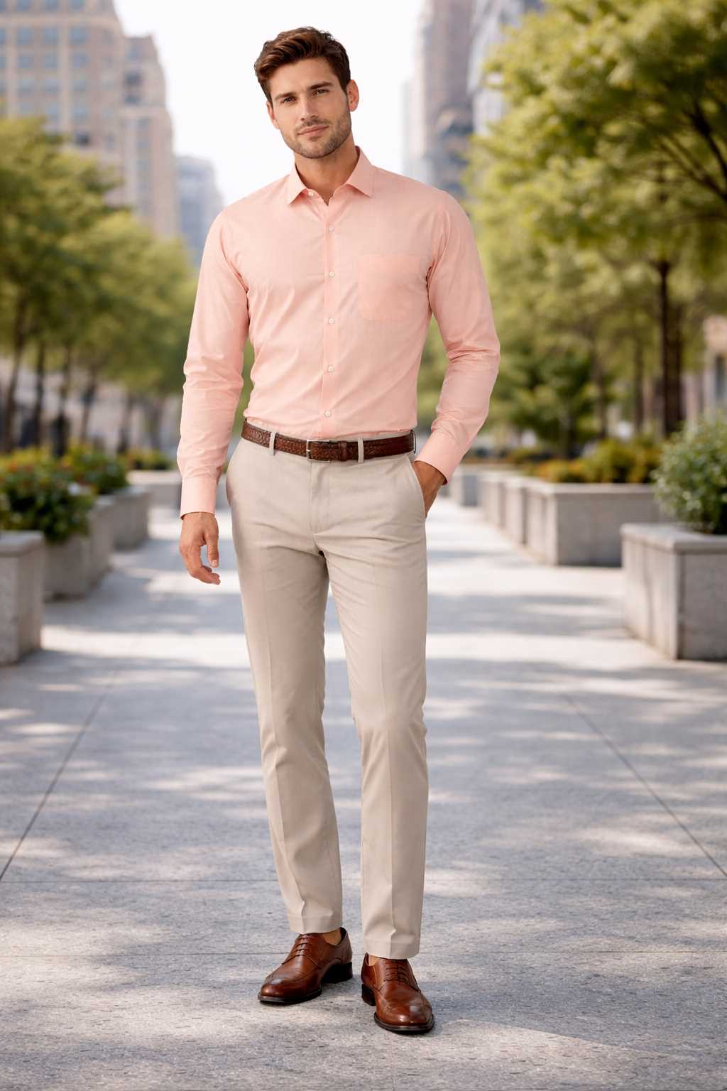 MONOFIT MENS FORMAL SHIRT PEACH