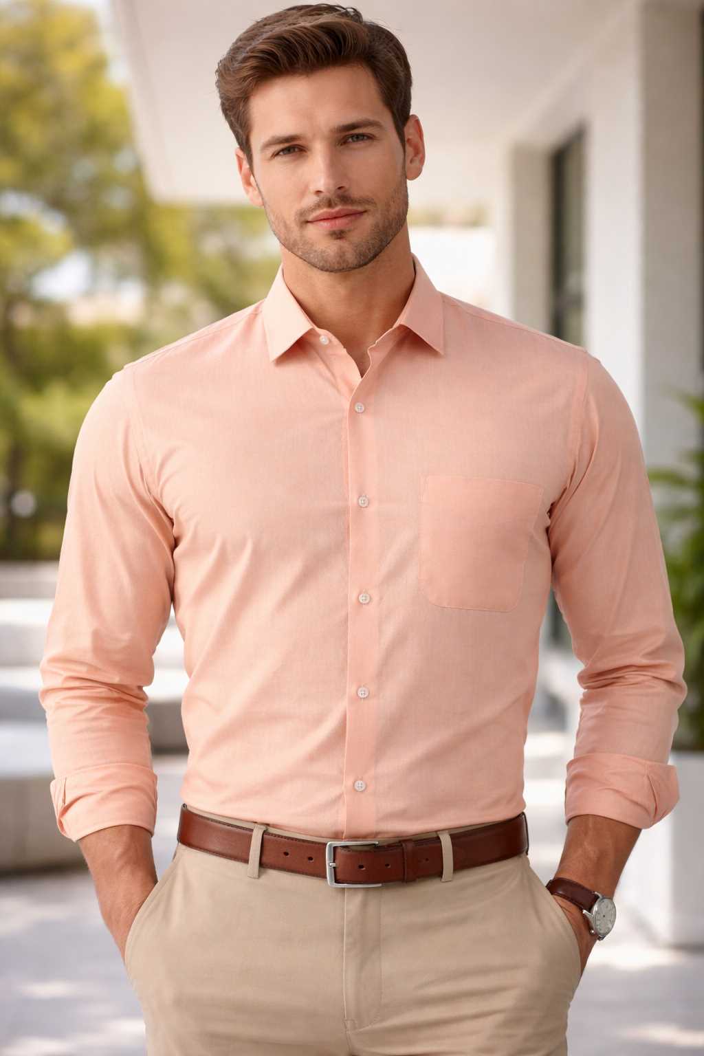 MONOFIT MENS FORMAL SHIRT PEACH