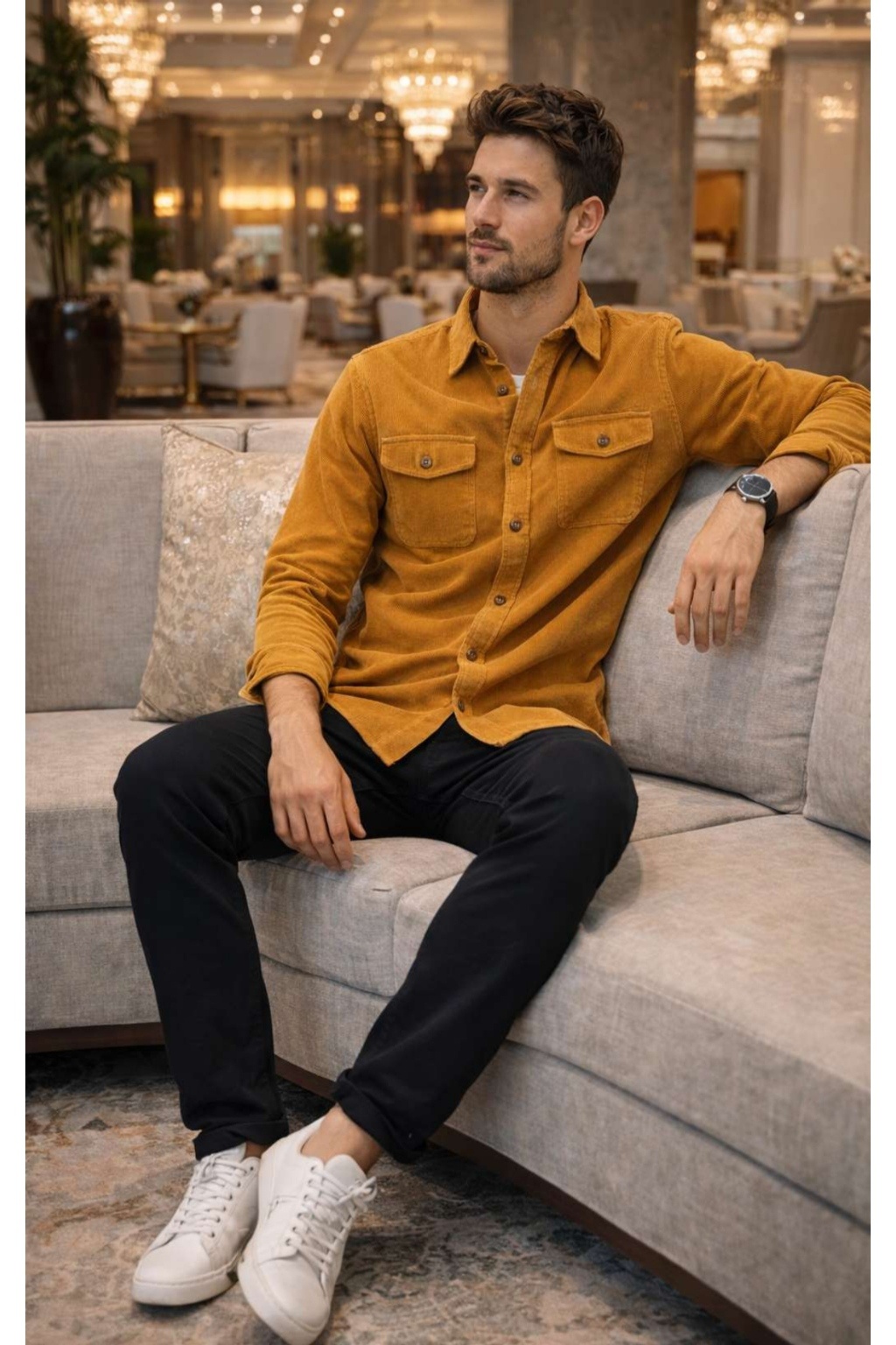 ONEFIT MENS CORDUROY SHIRT MUSTARD