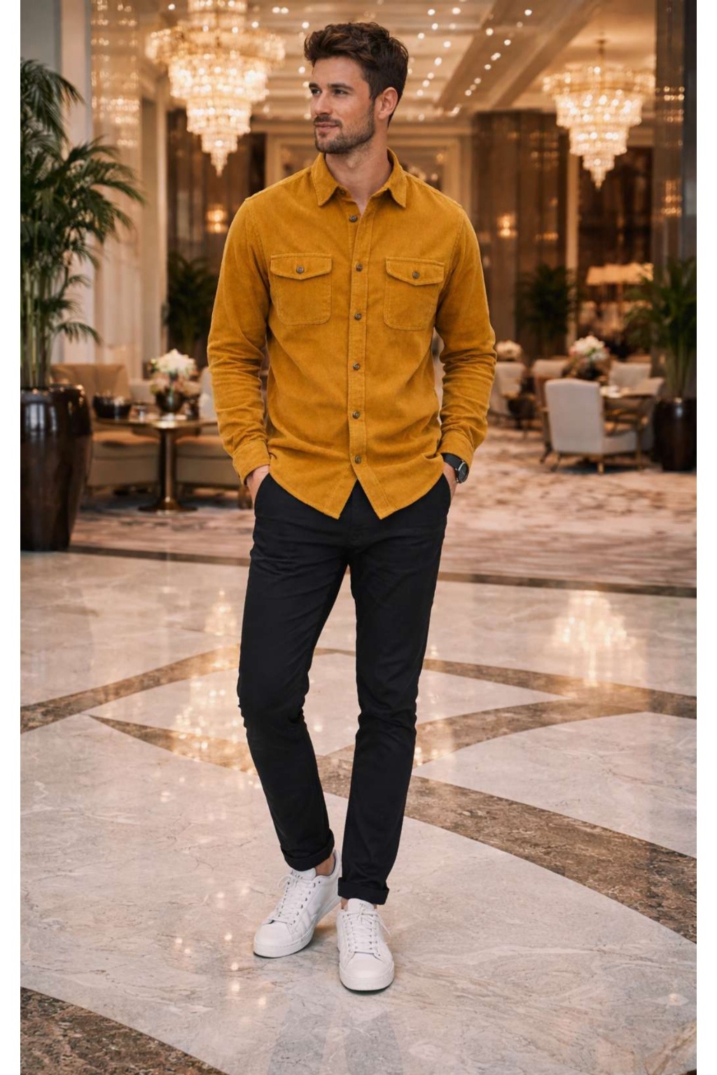 ONEFIT MENS CORDUROY SHIRT MUSTARD