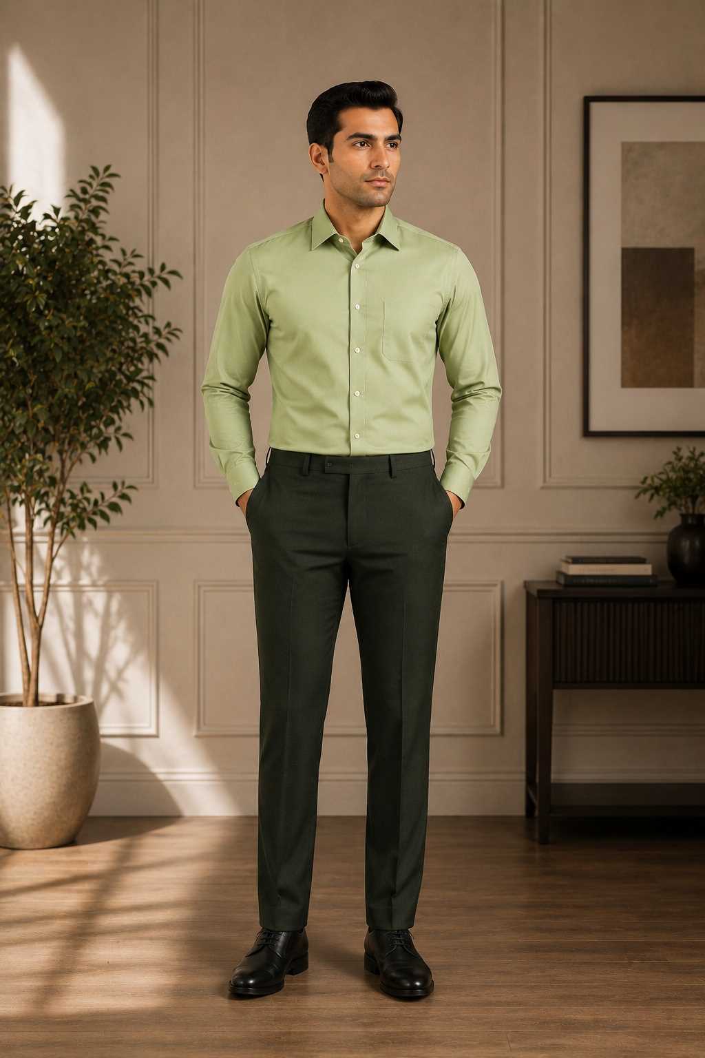 MONOFIT MEN'S FORMAL TROUSER DARK OLIVE